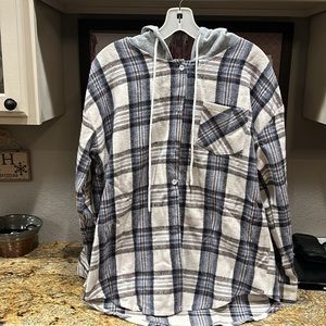 Button up sweater jacket with hood